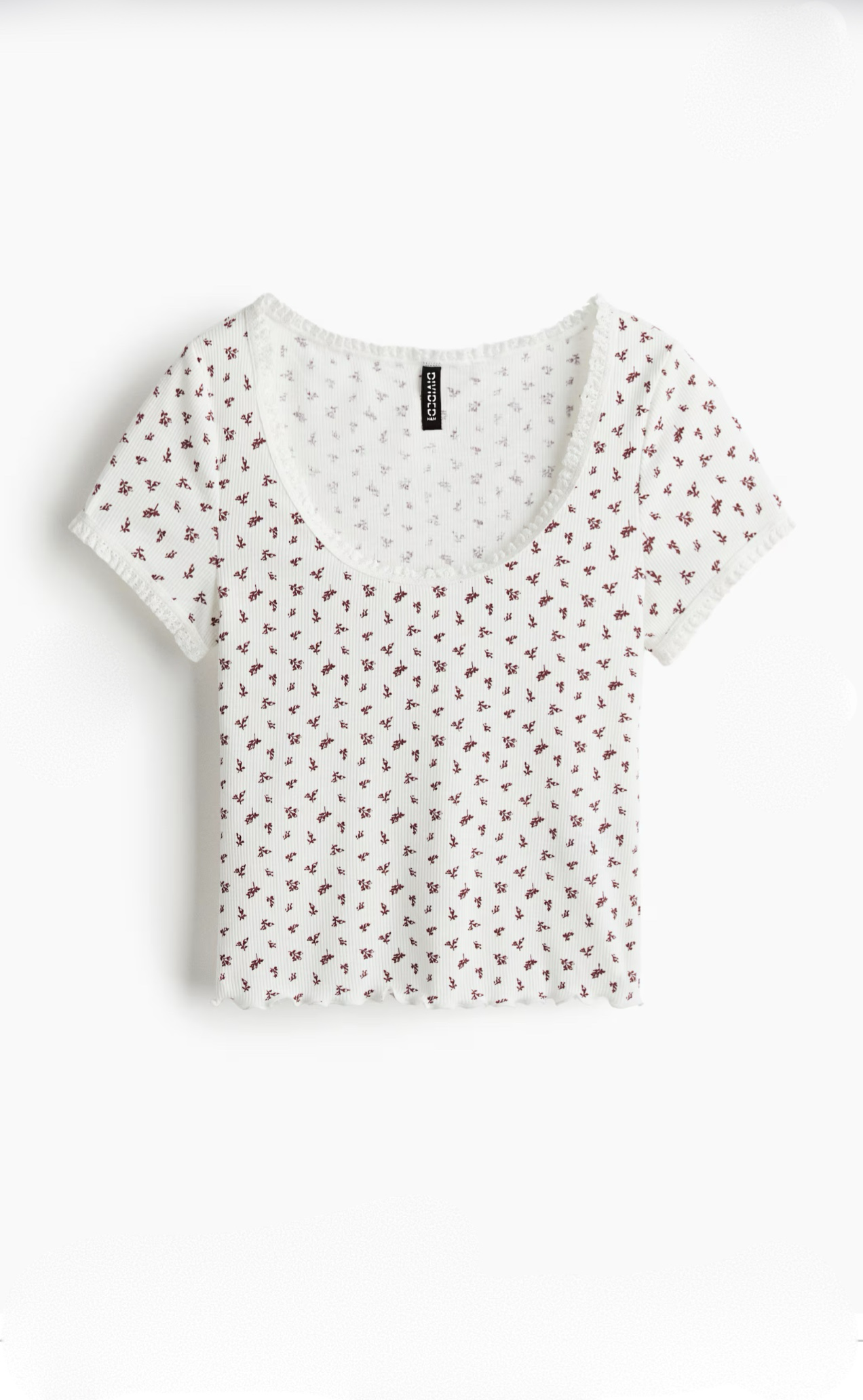 Remera Rib Floral Lace Blanco - H&M