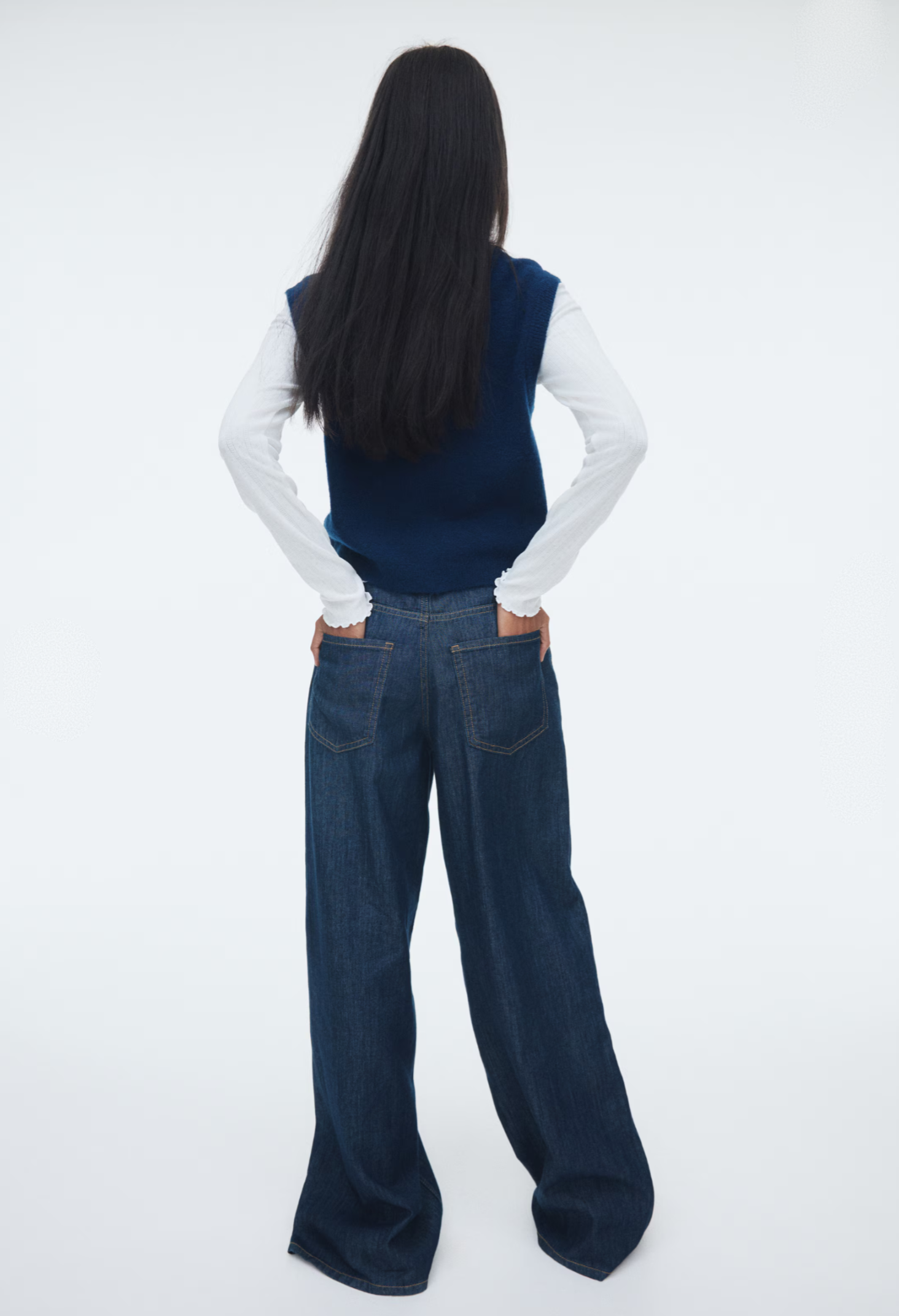 Chaleco tejido azul con botones - H&M