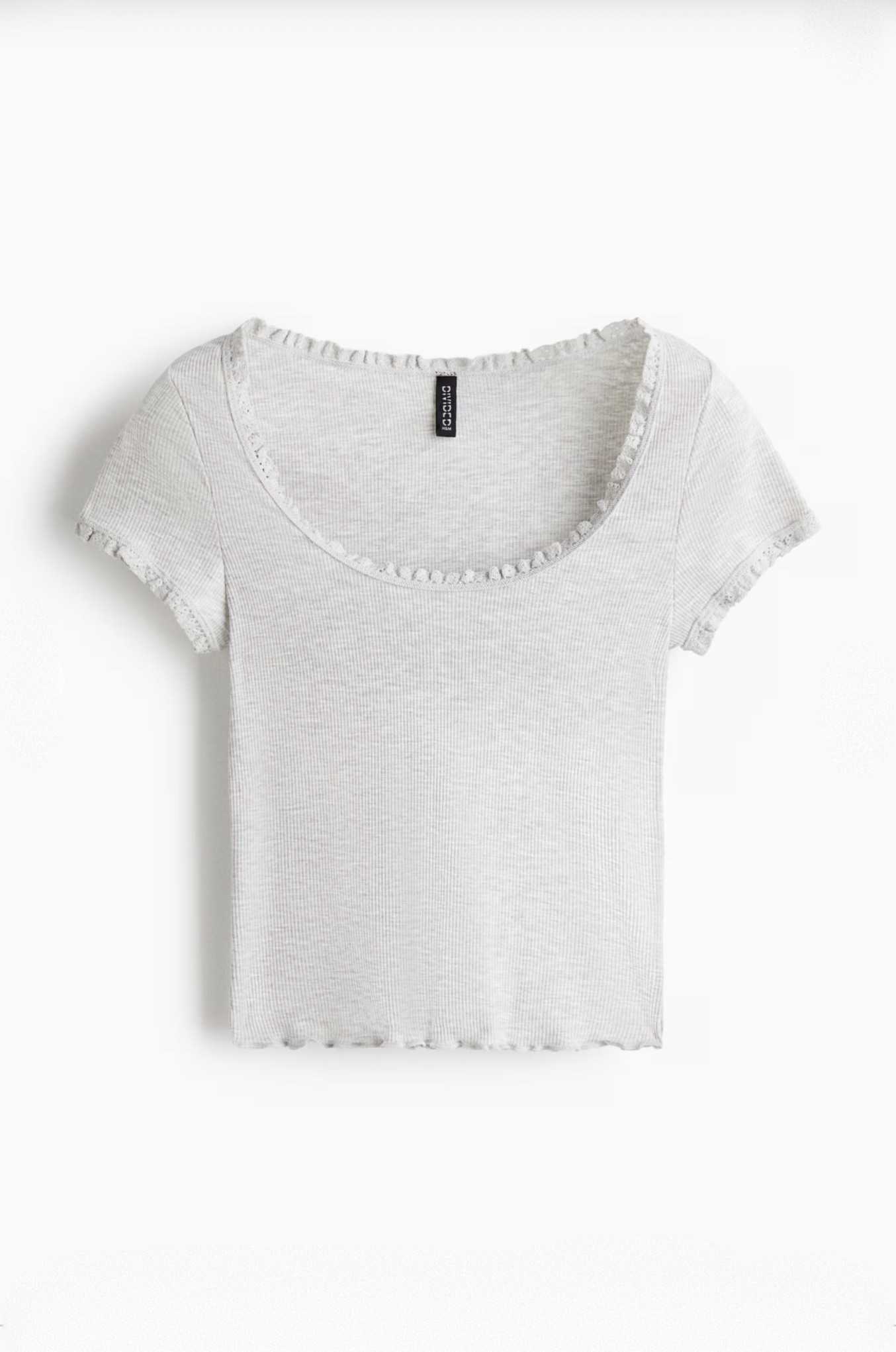 Remera Rib Soft Lace Gris - H&M