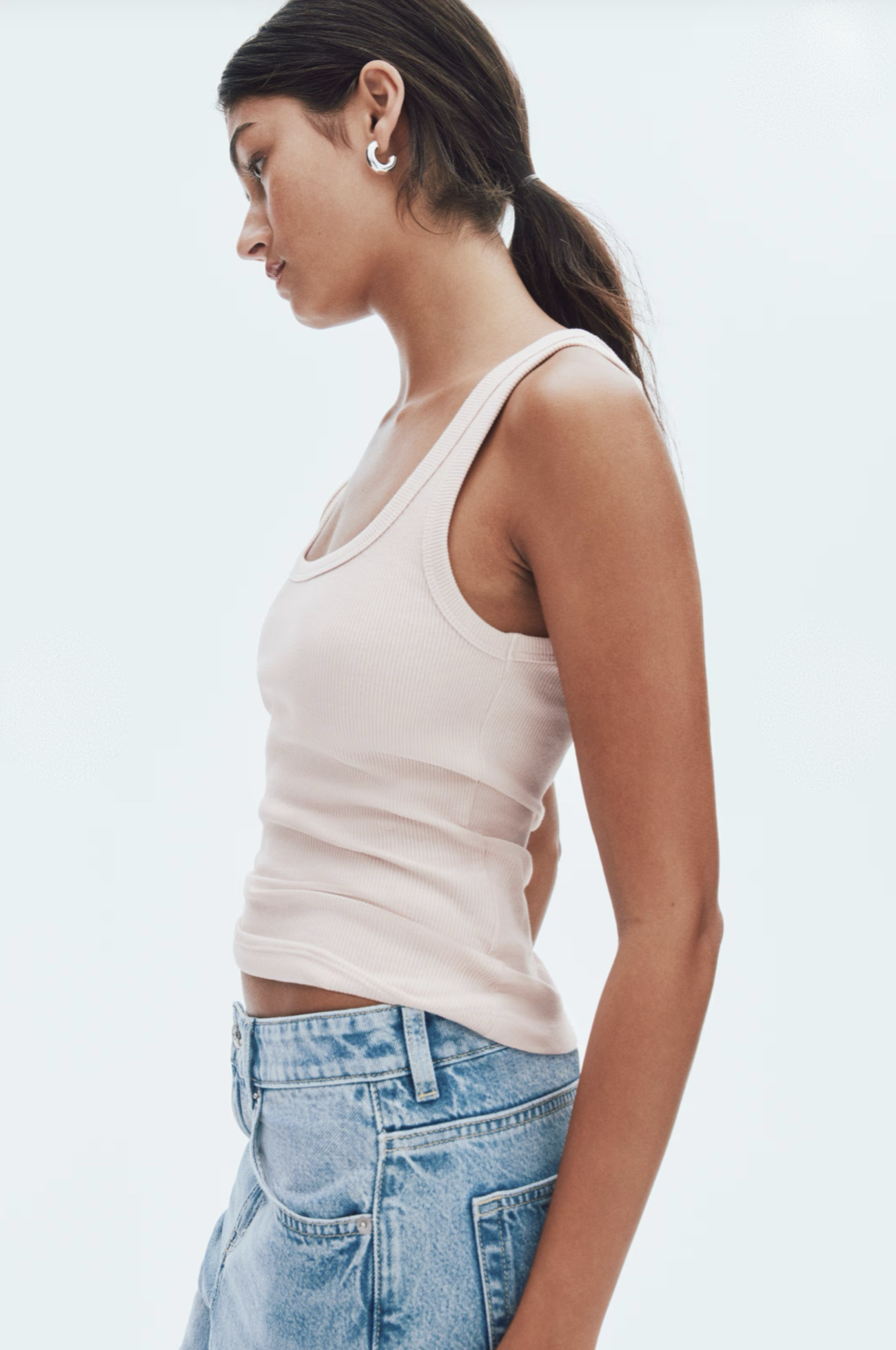 Musculosa Rib Fit Clásico Nude - H&M