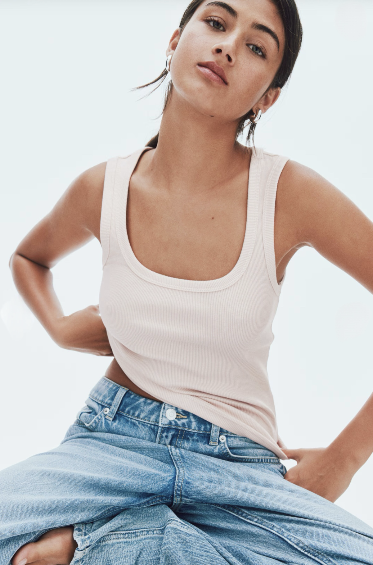 Musculosa Rib Fit Clásico Nude - H&M