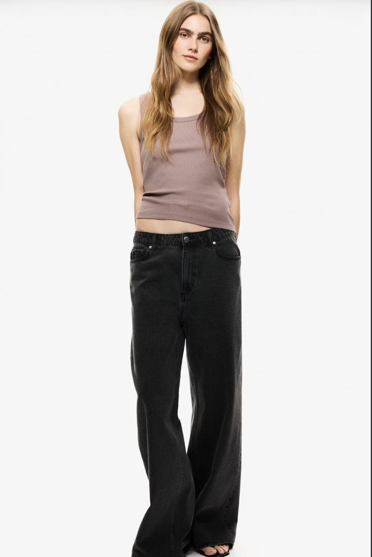 Musculosa Rib Fit Clásico Taupe - H&M