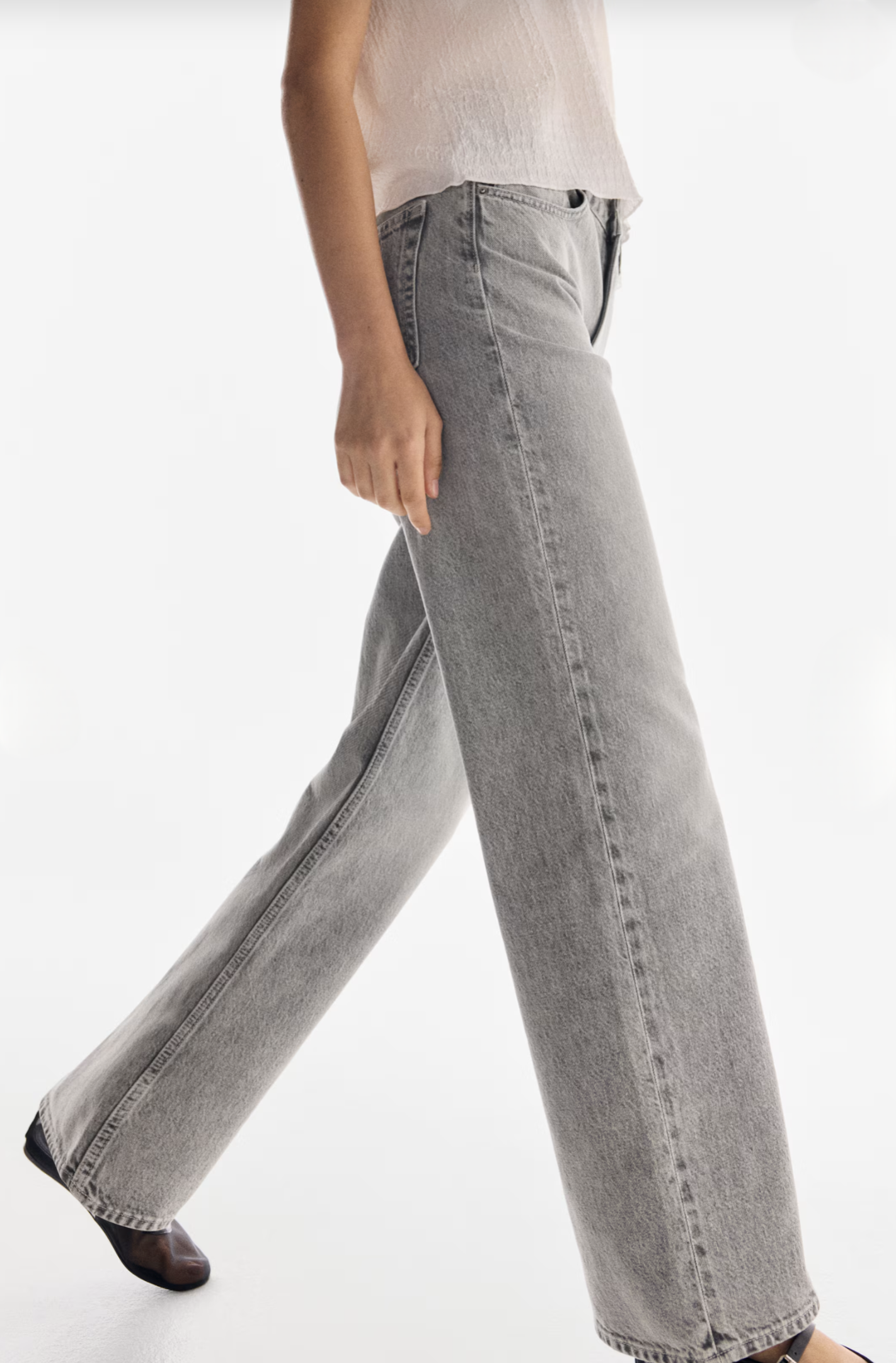 Pantalón Wide Fit Gris Claro H&M