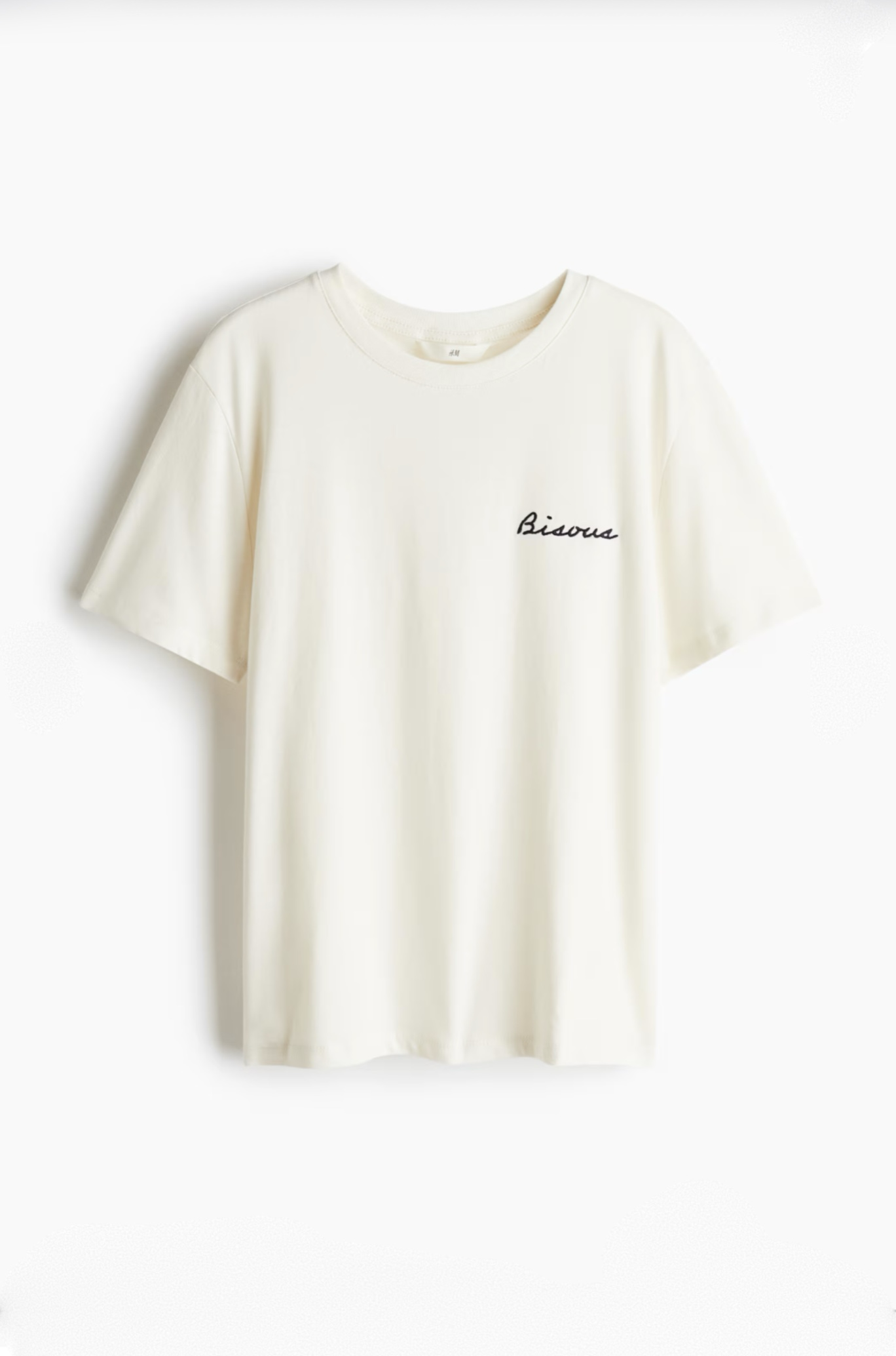 Remera blanca “Bisous” algodón soft - H&M