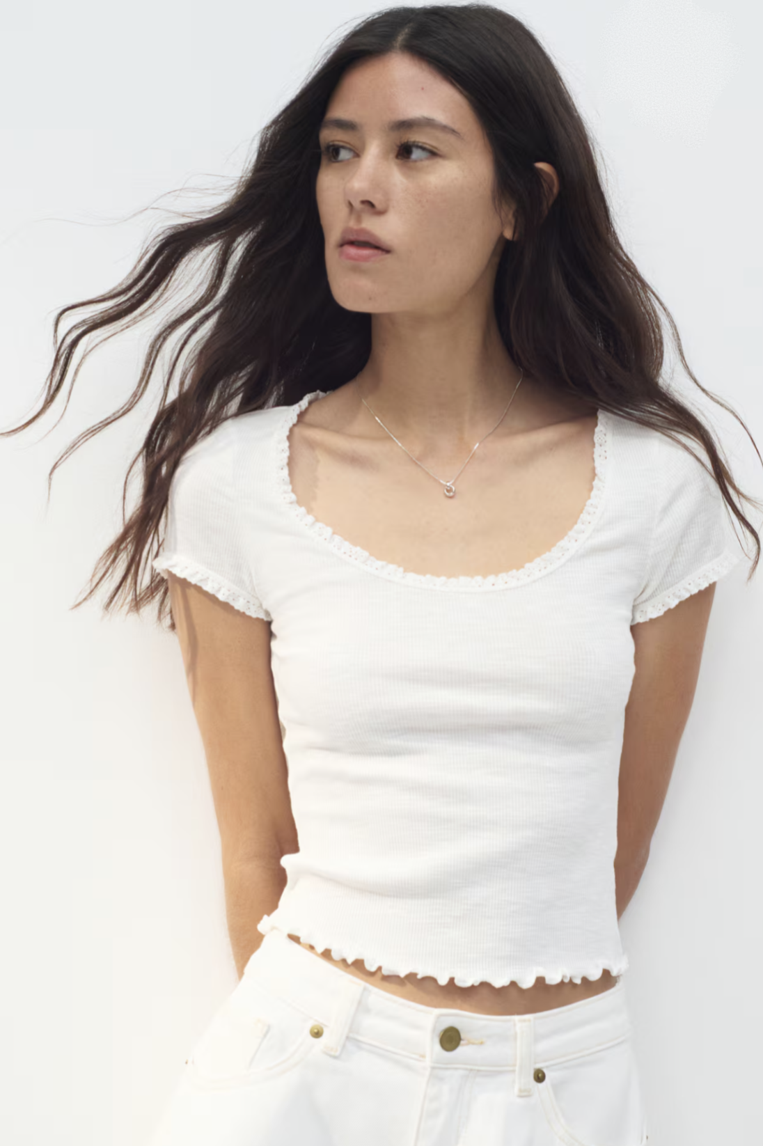 Remera Blanca Ribbed Soft Neck