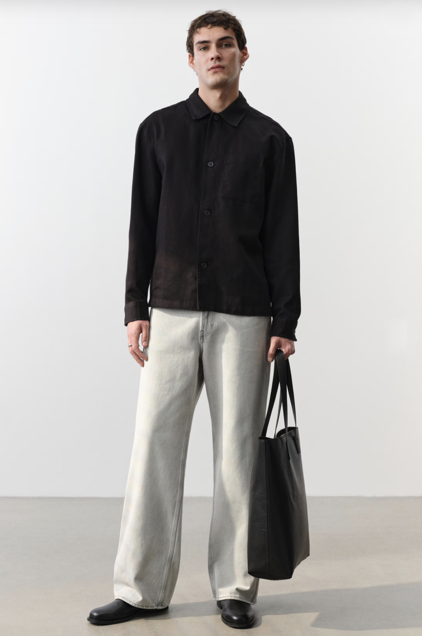 Pantalón Sastrero Wide Fit Gris Claro H&M