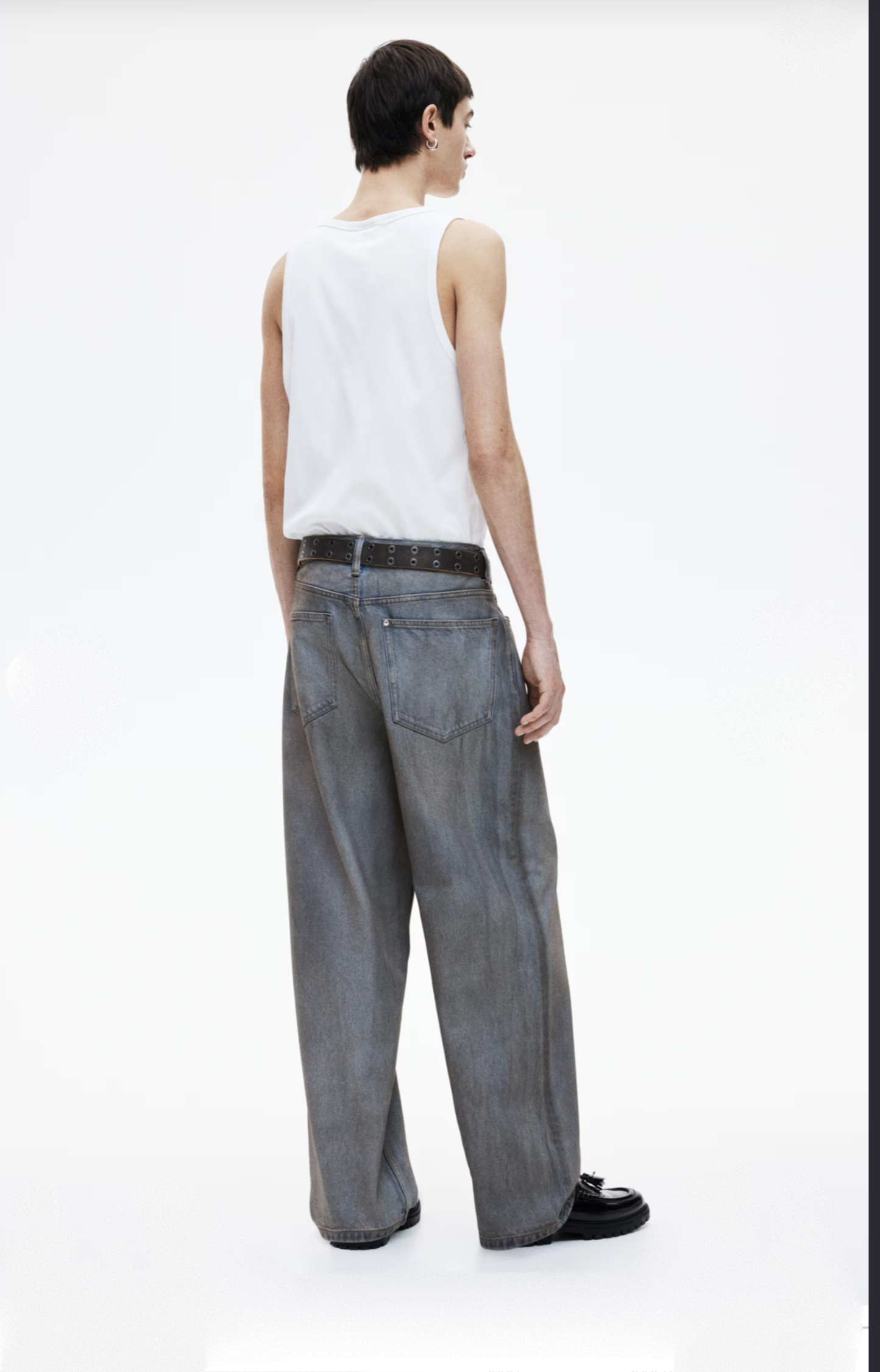 Pantalón Wide Denim Gris Oscuro H&M