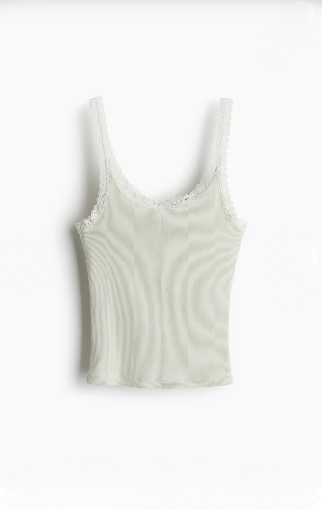 Musculosa Rib con Puntilla Verde Claro H&M