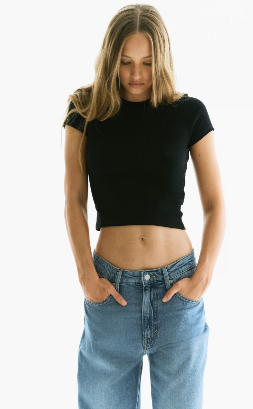 Remera Canalé Negra Fit Slim - H&M