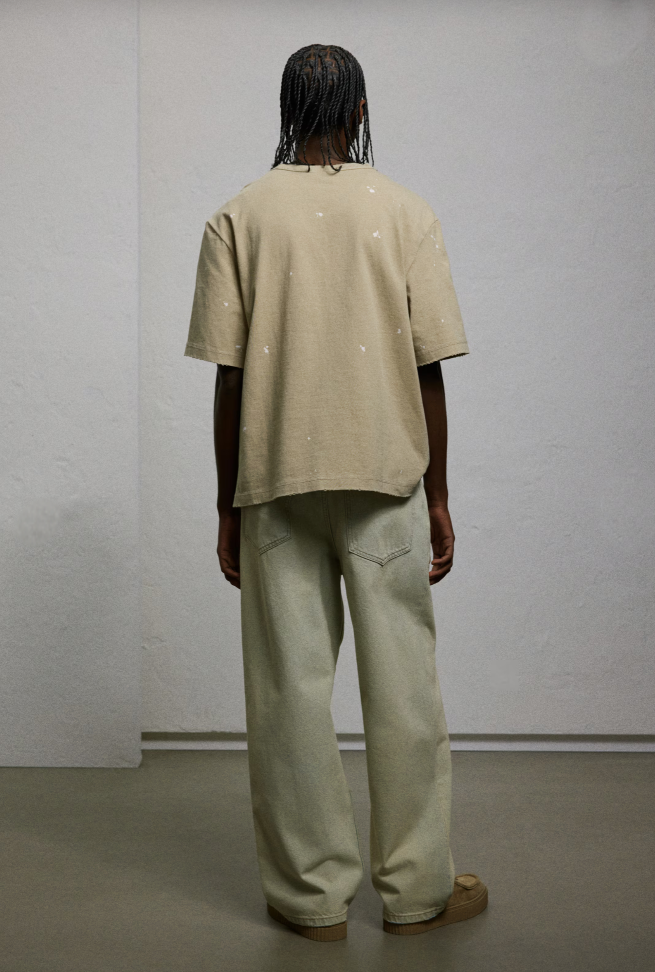 Jean wide leg crudo / beige claro – H&M