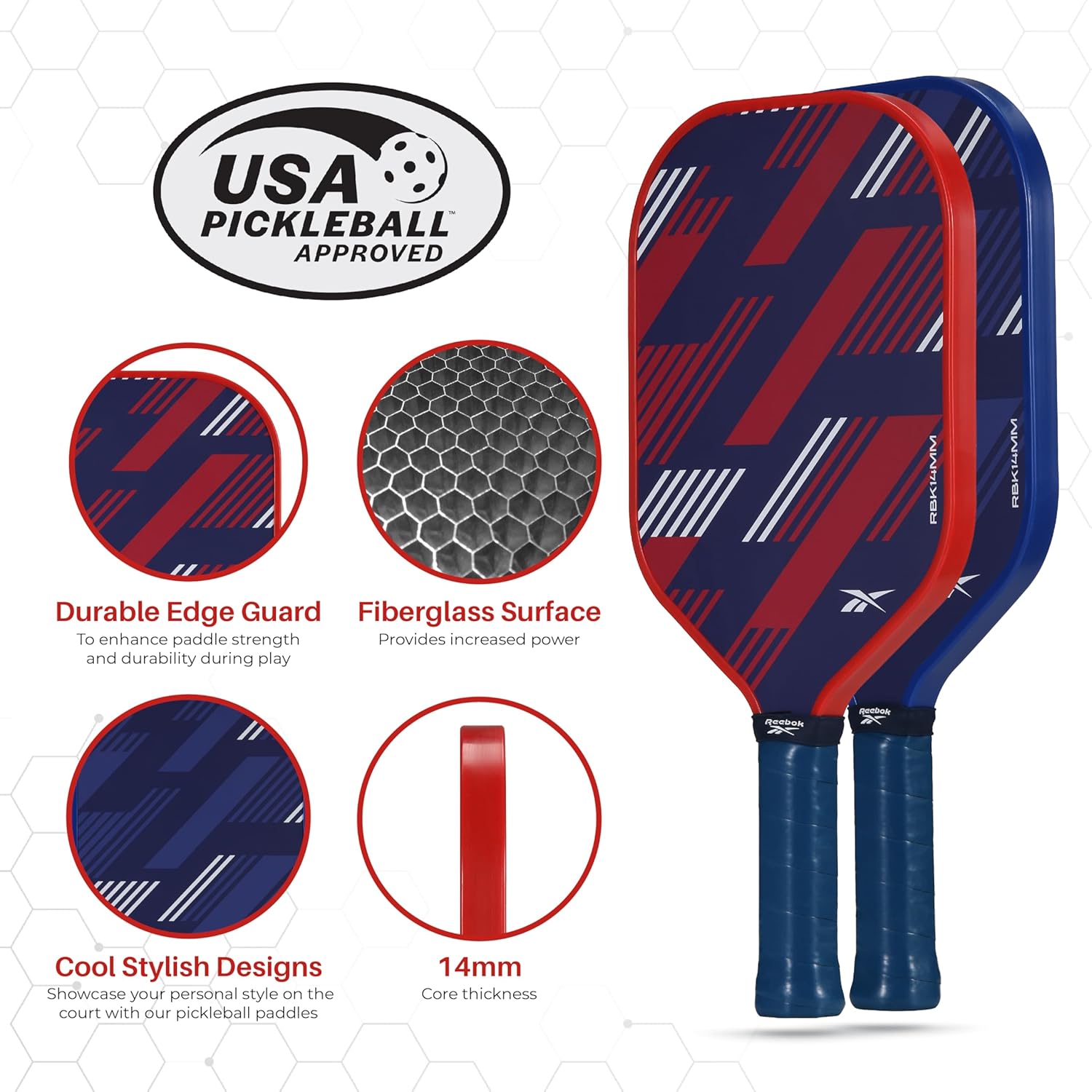  Reebok - Pickleball Set for 2, Graphite Control Paddles
