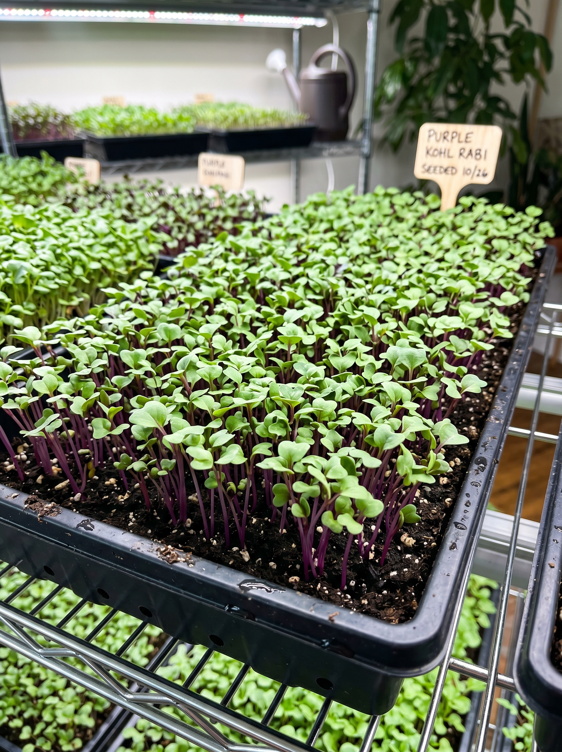 Purple Kohlrabi Microgreens Tray