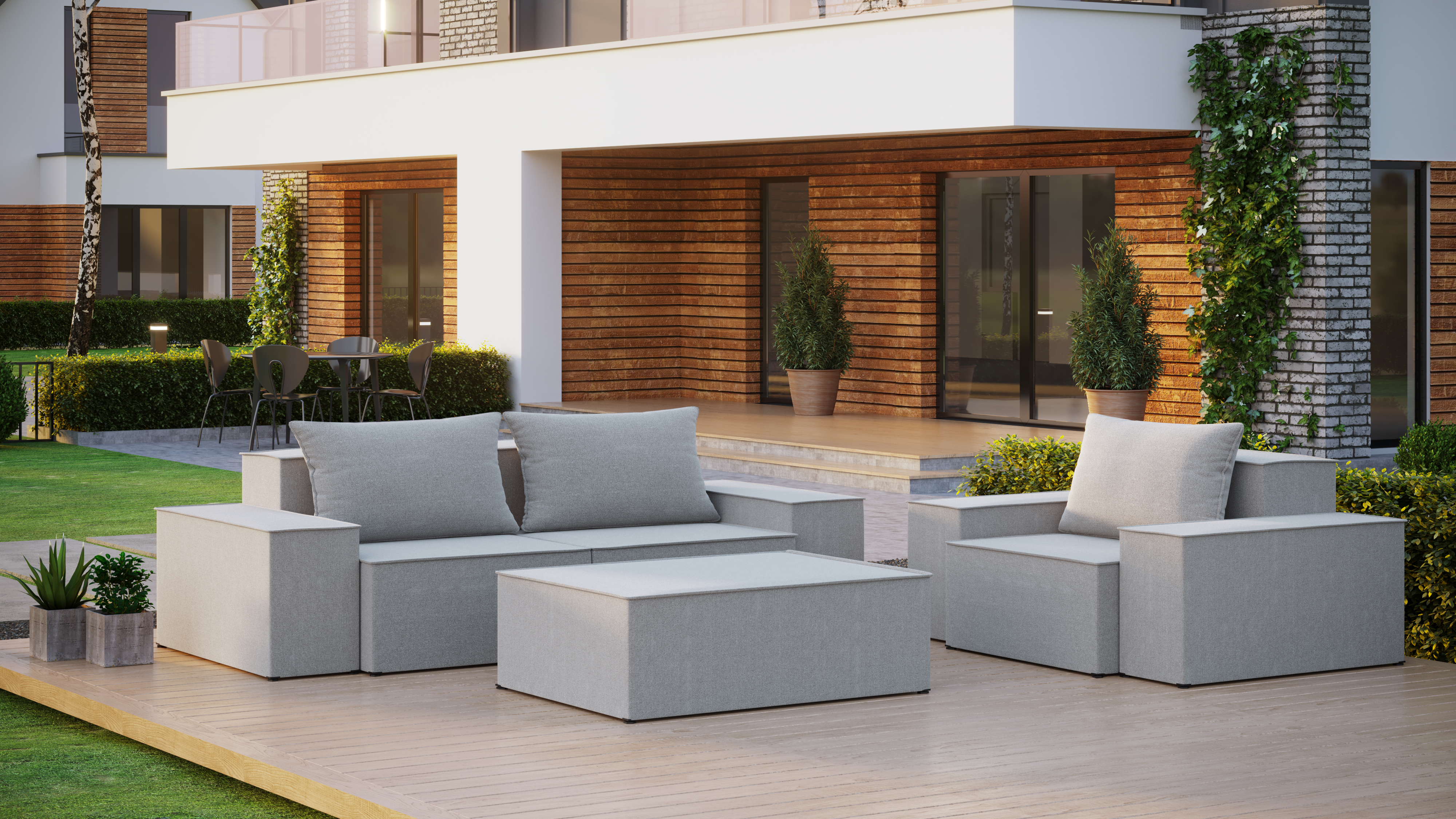 Set: 2-Sitzer-Sofa – Sessel – Hocker