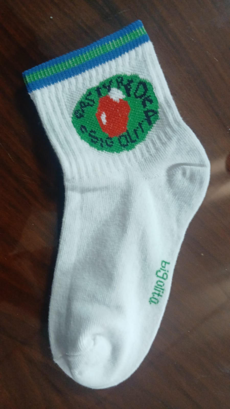 White Sock with Apple Design