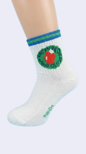 White Sock with Apple Design