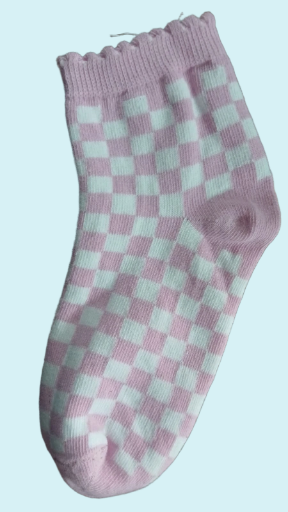 Pink and White Checkered Sock