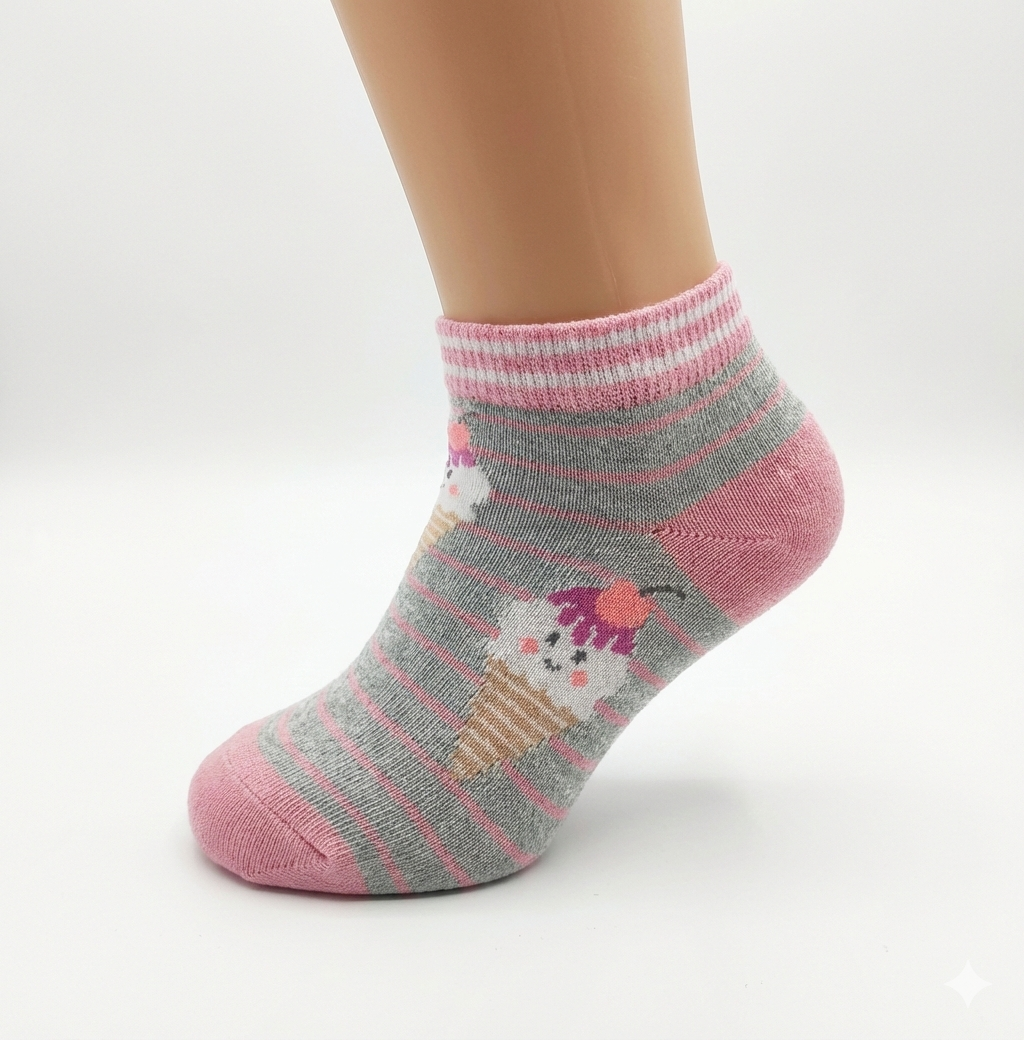 Ice Cream Patterned Ankle Sock