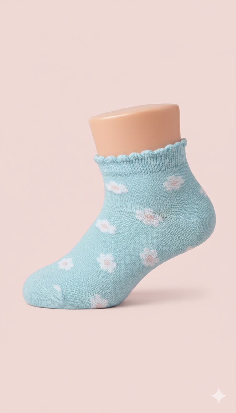 Light Blue Floral Sock