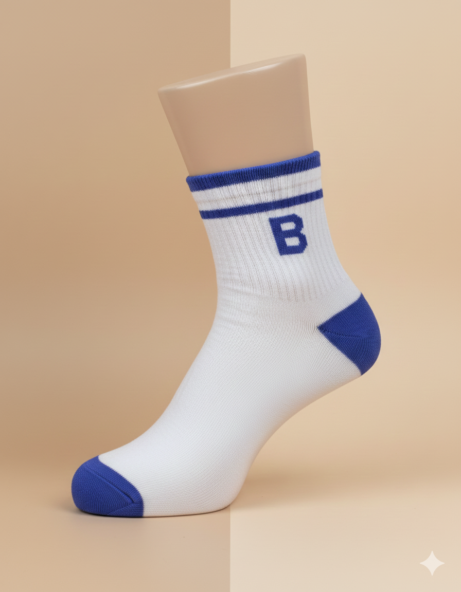 Premium Ribbed Crew Socks with Signature "B" 