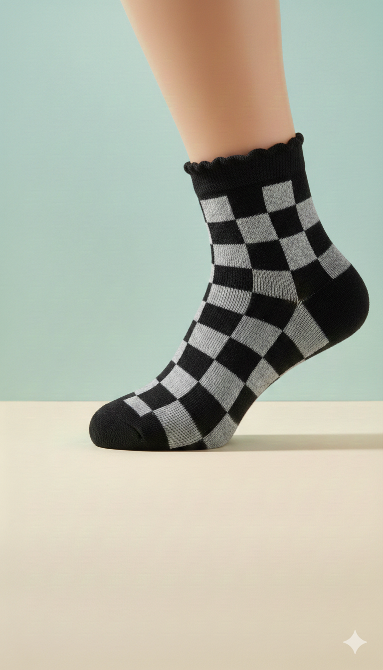 Checkered Black and White Sock