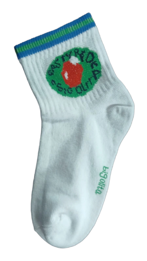 White Sock with Apple Design