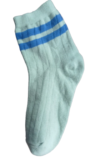 White Cotton Sock with Blue Stripes