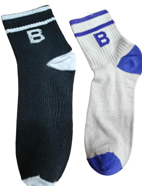 Premium Ribbed Crew Socks with Signature "B" 