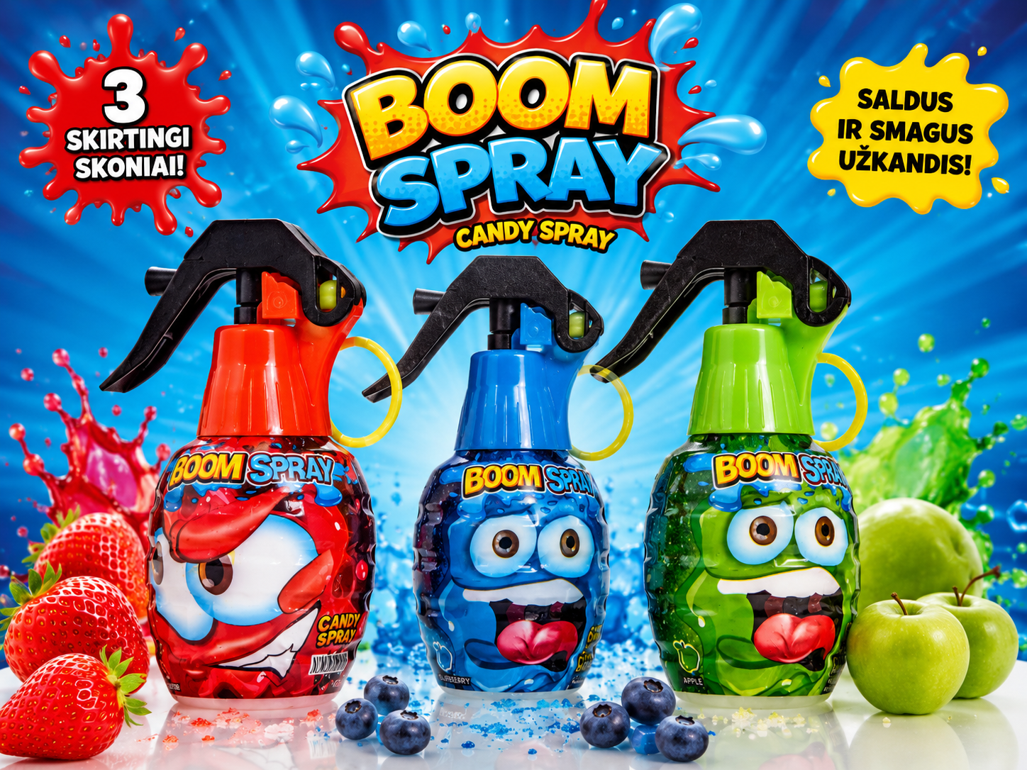 Boom Spray – purškiami saldainiai granatos formoje 