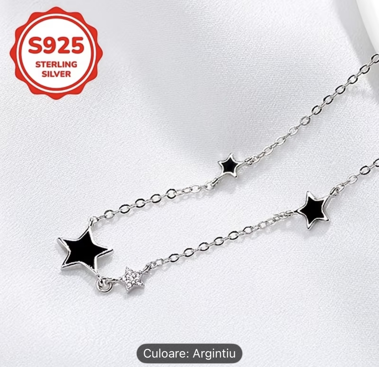 Colier din argint 925 cu stea neagră