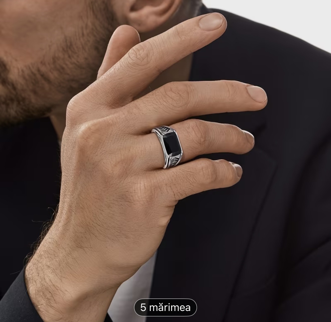Inel bărbătesc din onix negru, argint