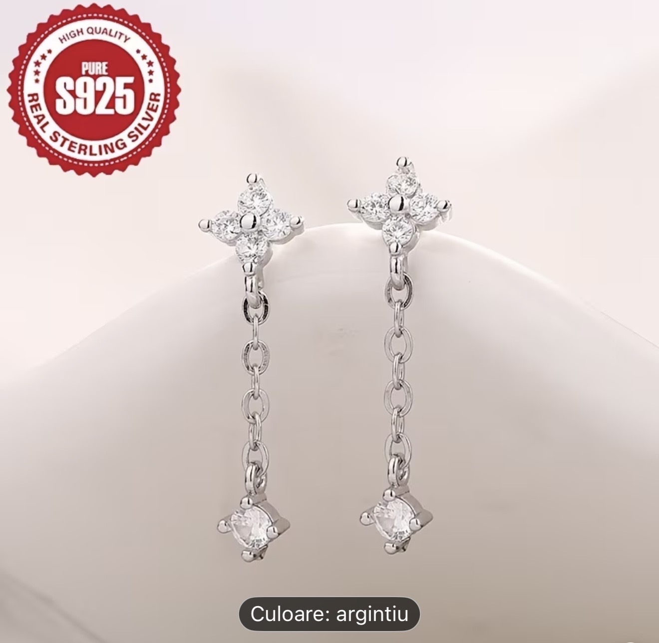 Cercei eleganți din argint sterling cu pandantiv