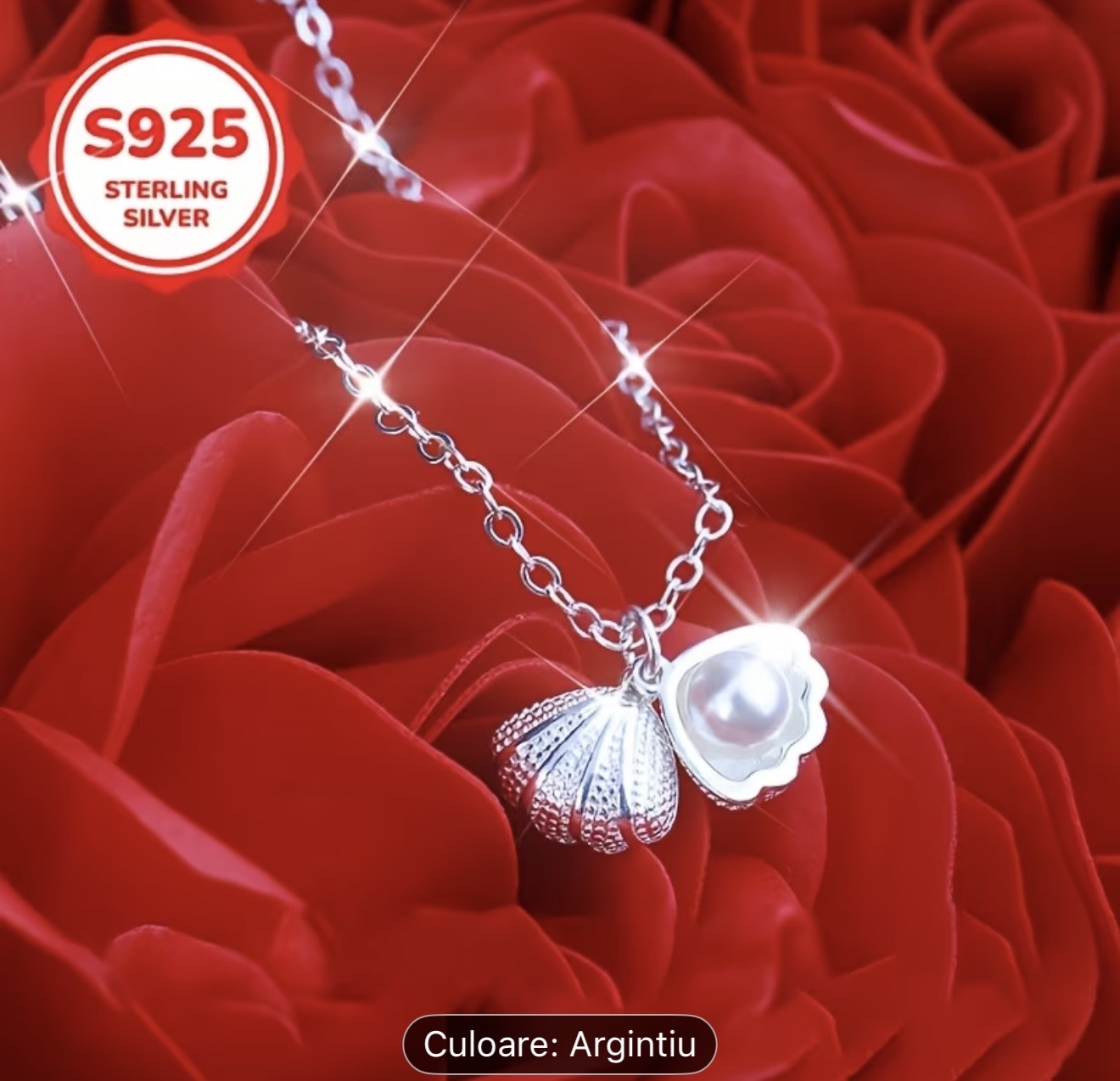 Colier din argint sterling cu perle și scoici