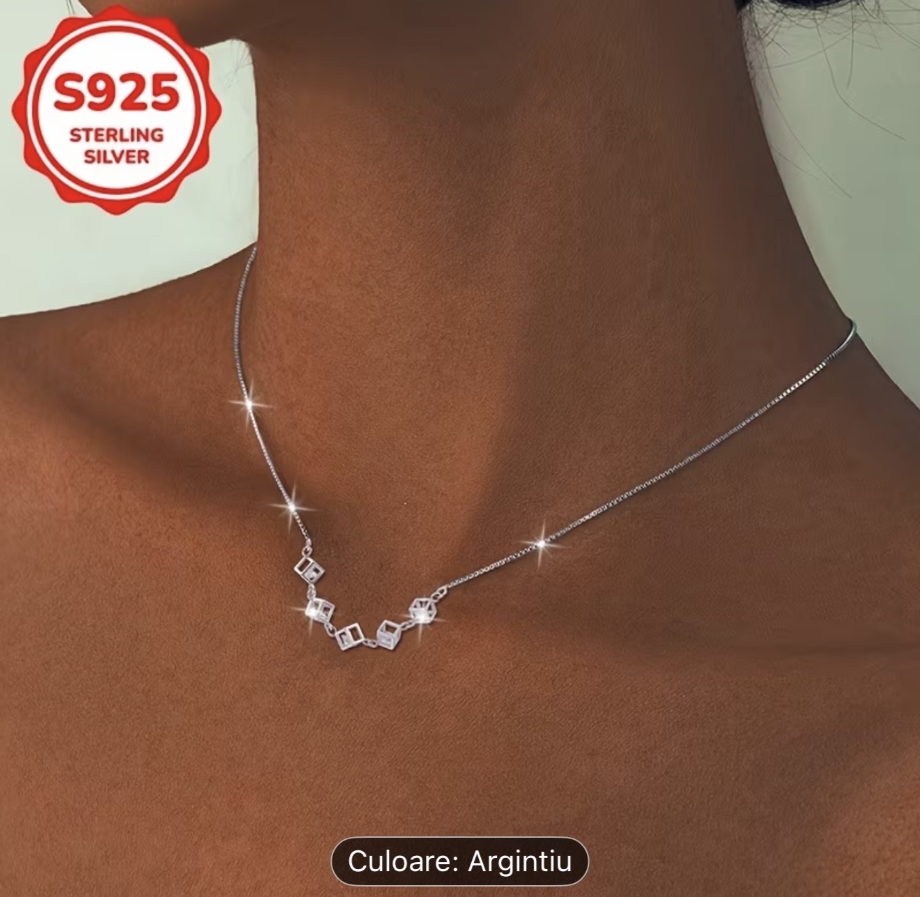 Colier geometric din argint