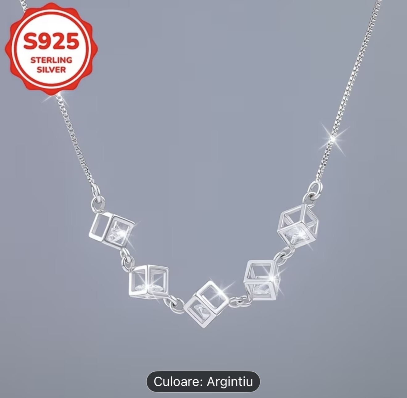 Colier geometric din argint