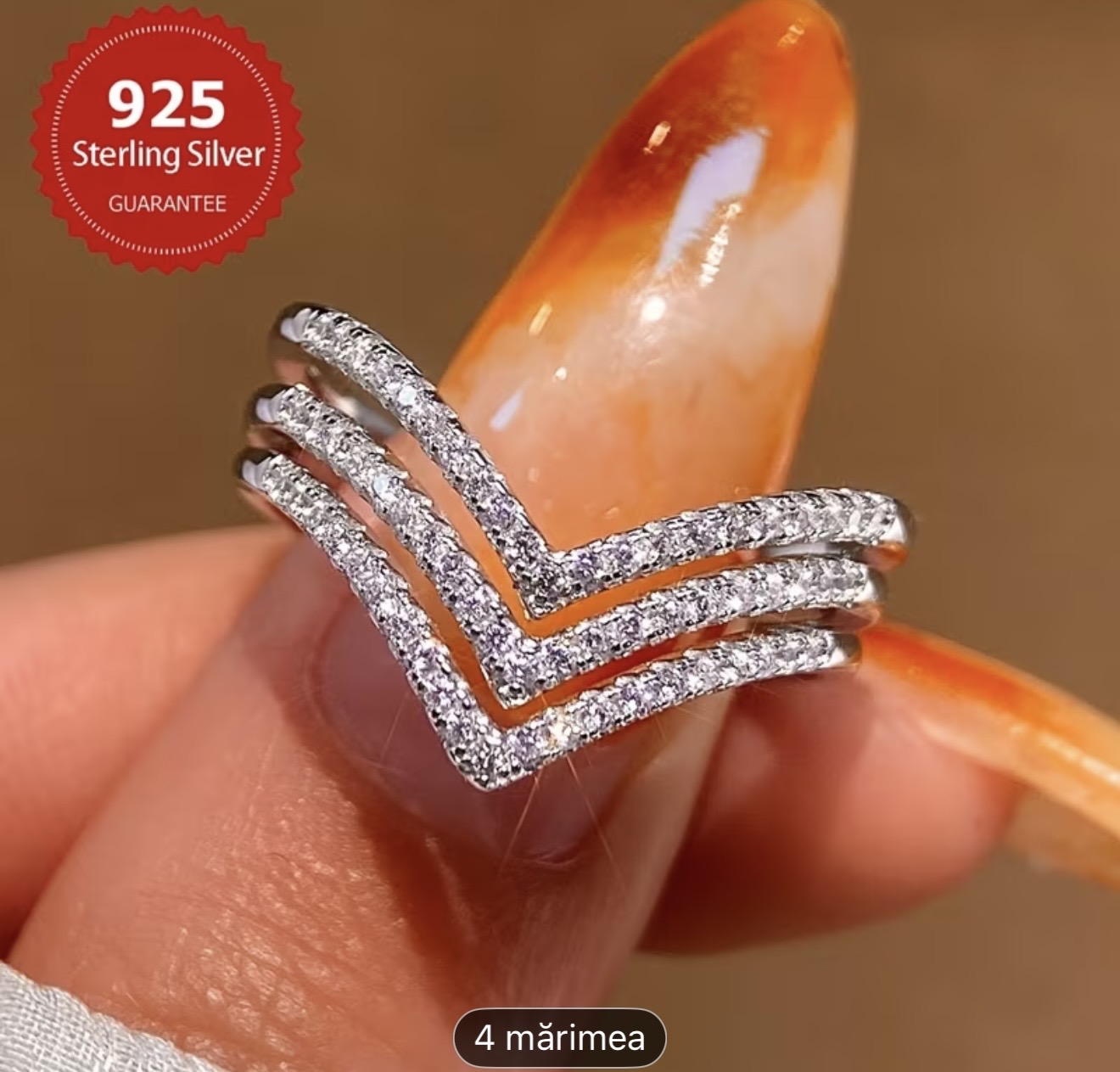 Inel din argint 925 în formă de V