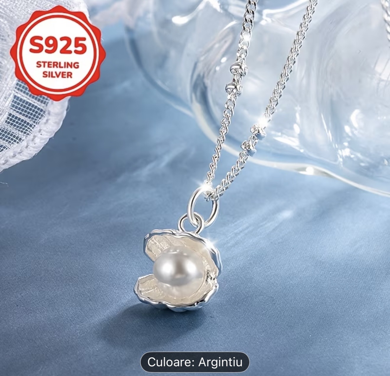Colier cu pandantiv din argint sterling și perle