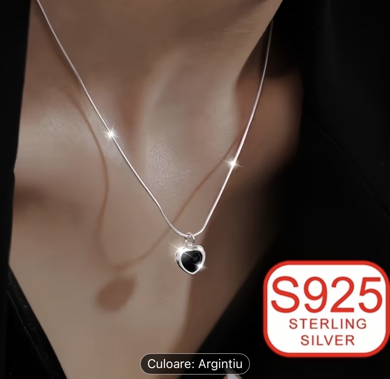 Colier cu pandantiv inimă din argint S925