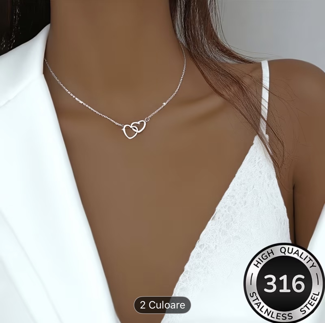Colier cu două inimioare