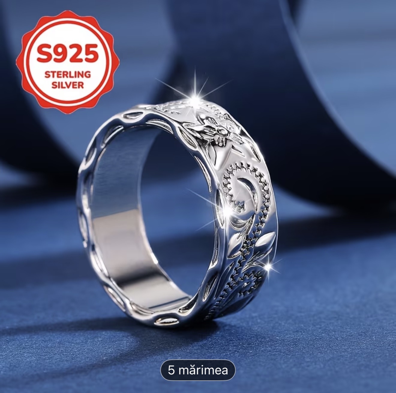 Inel ornamentat din argint sterling