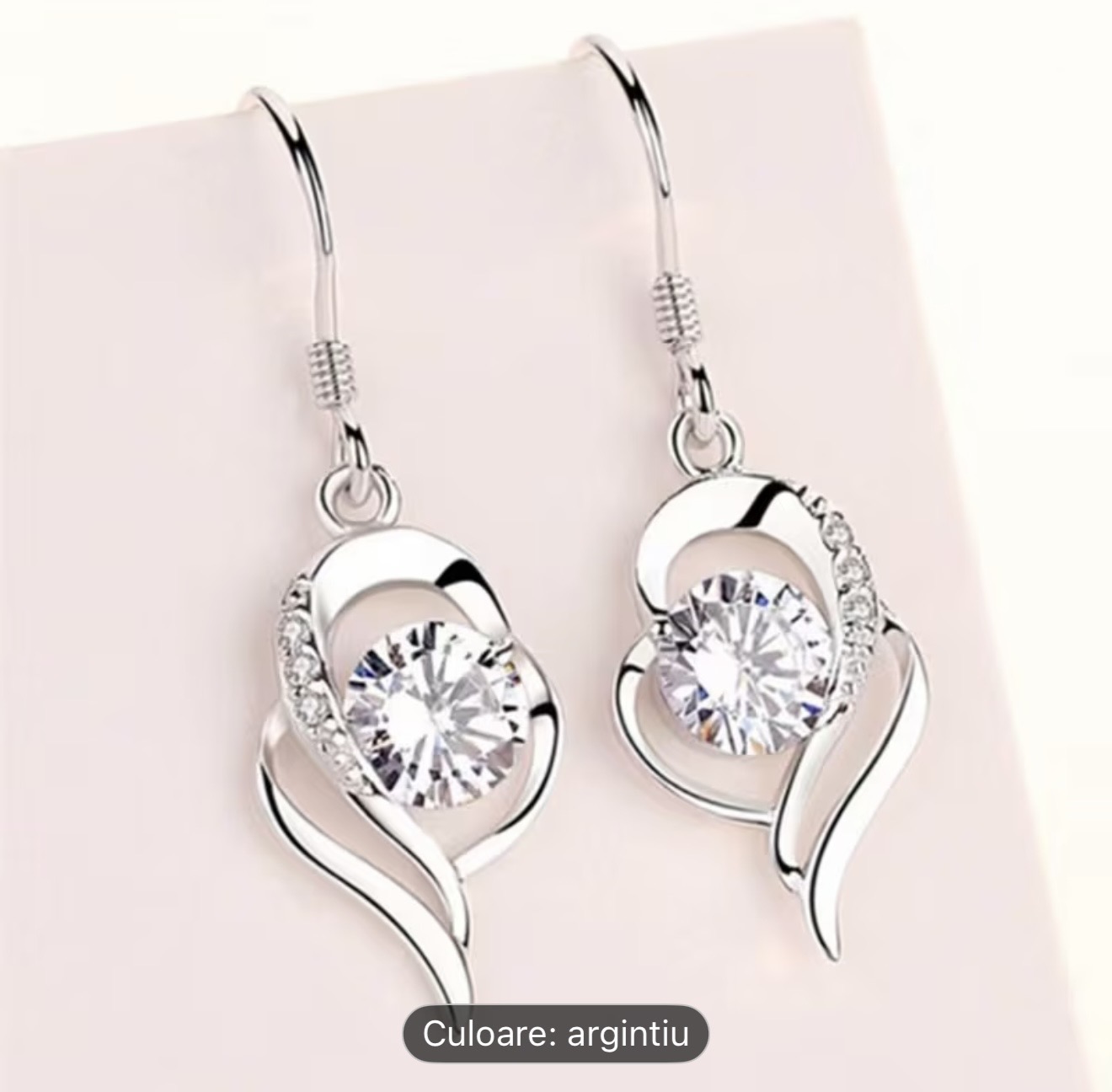 Cercei eleganti cu cristale argintii