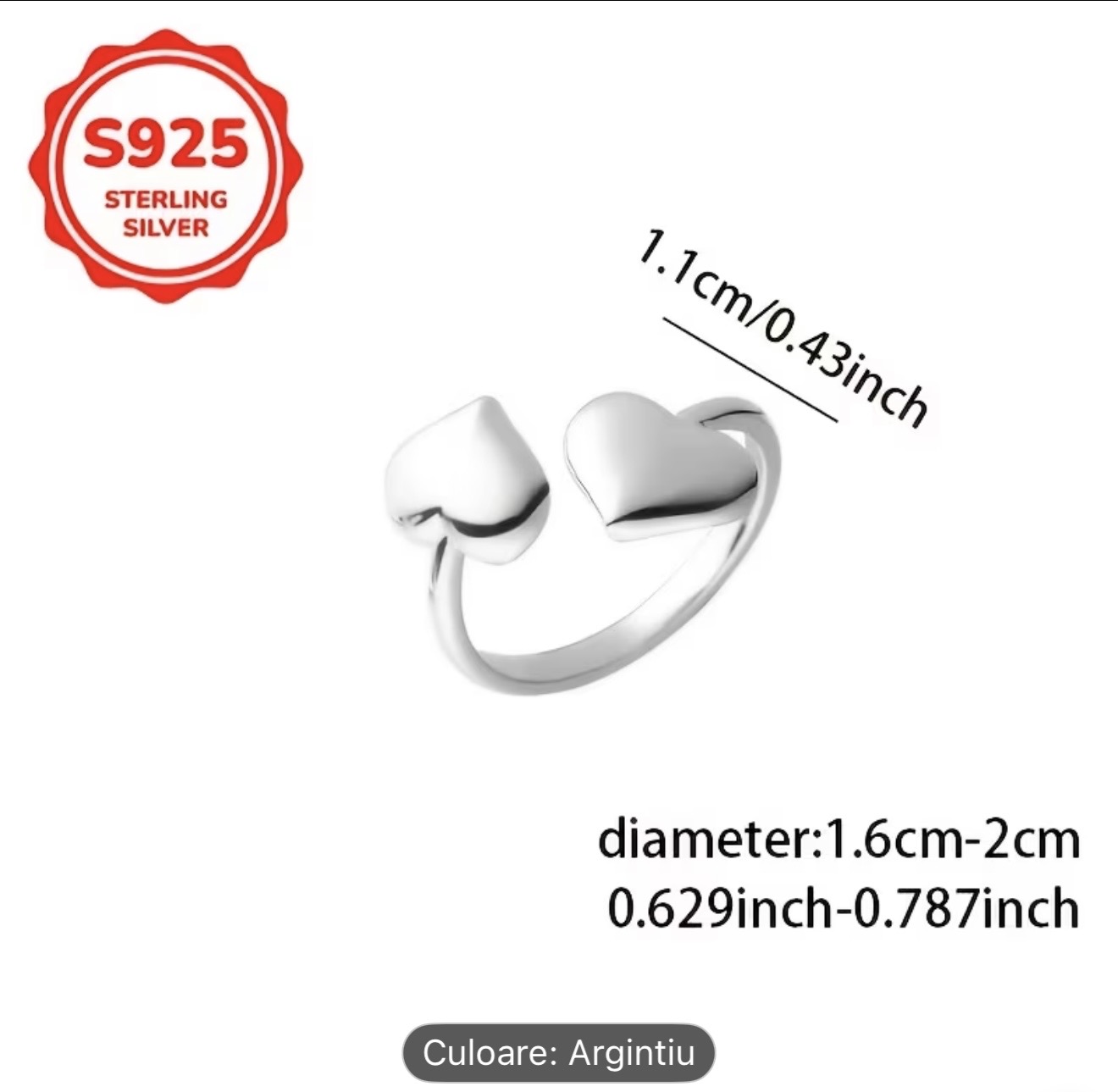 Inel cu inimă din argint 925