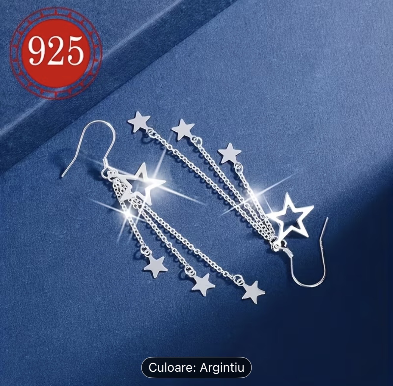 Cercei argintii cu stea suspendată