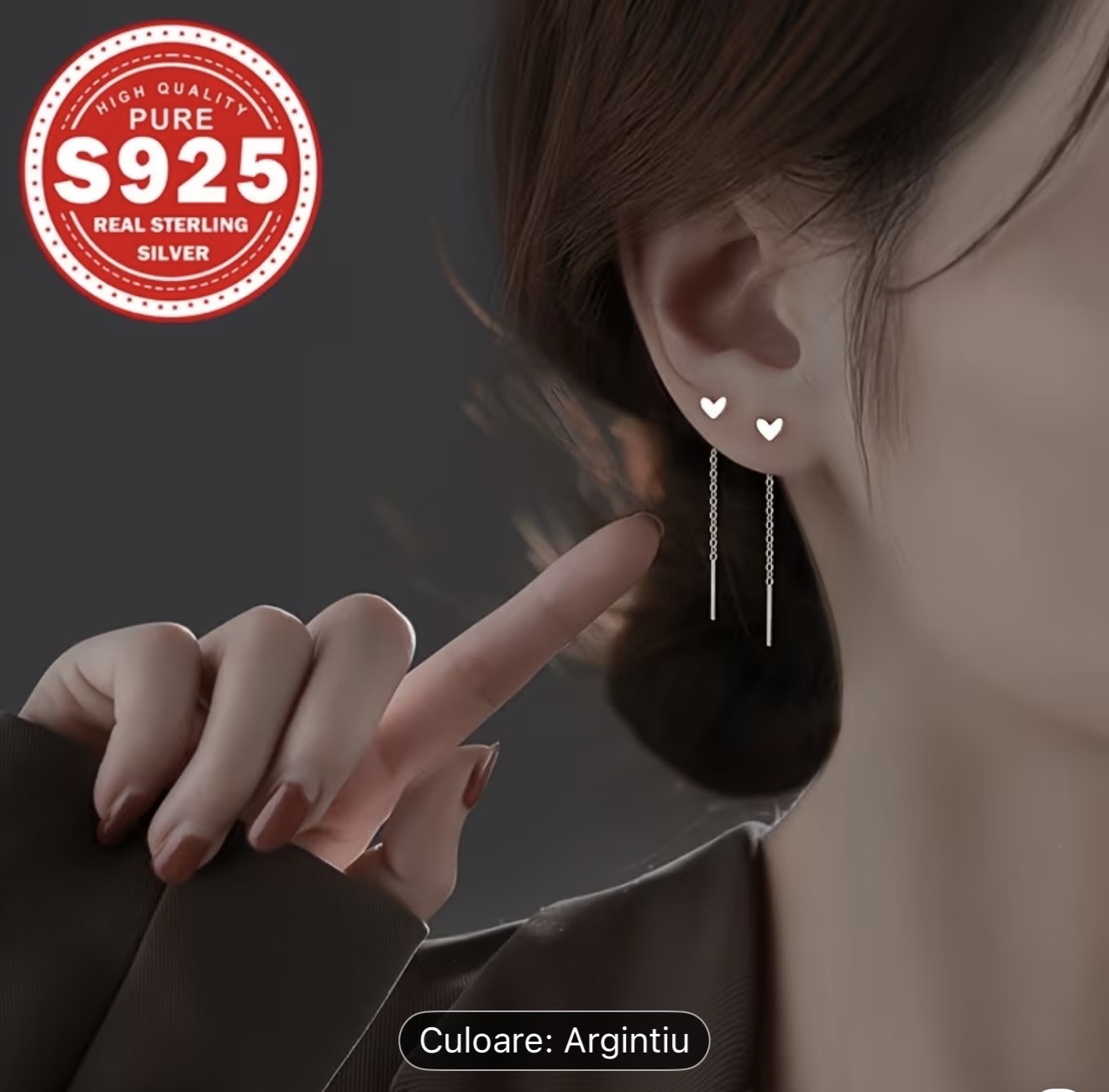 Cercei cu inimă din argint 925