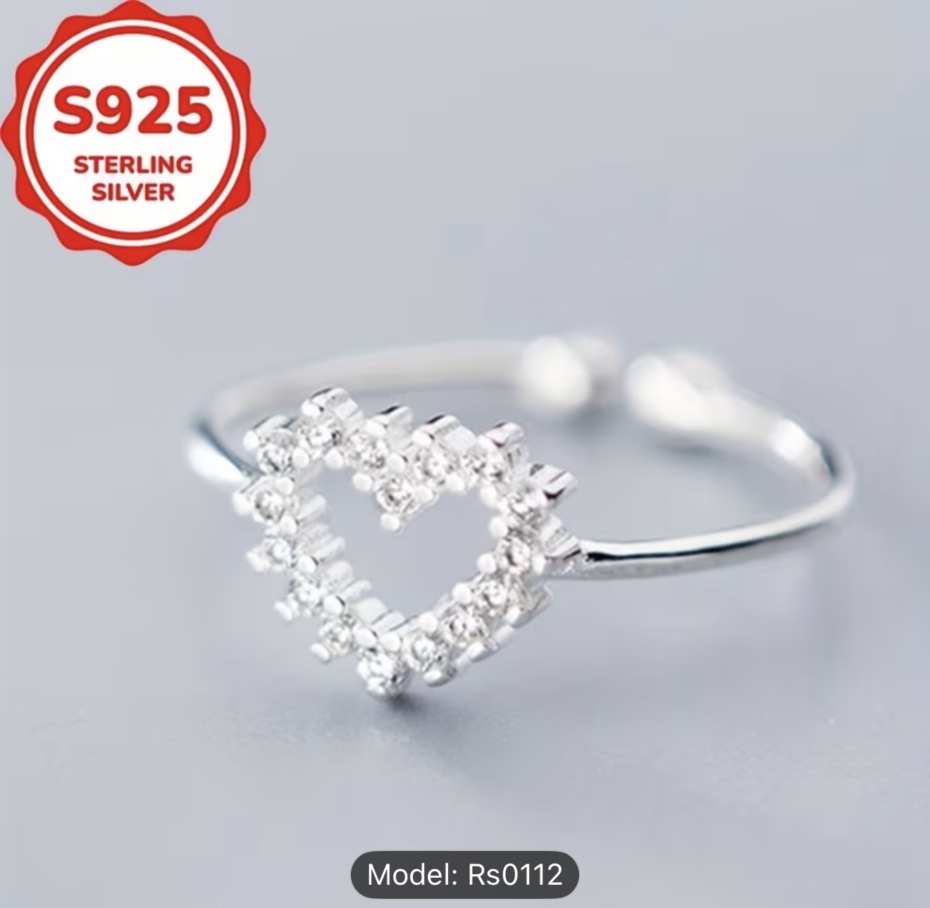 Inel inimă din argint sterling