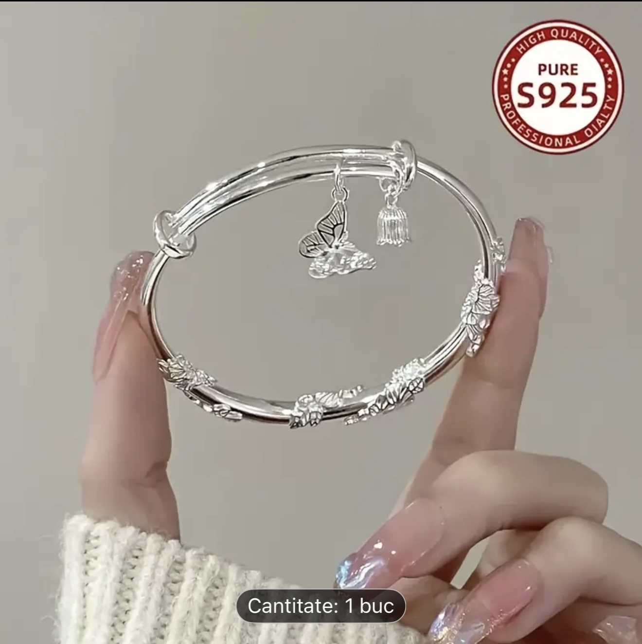 Brățară gravată din argint