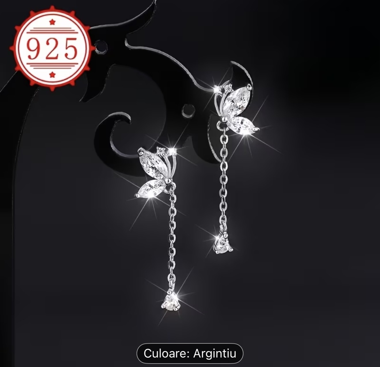 Cercei fluture din argint sterling