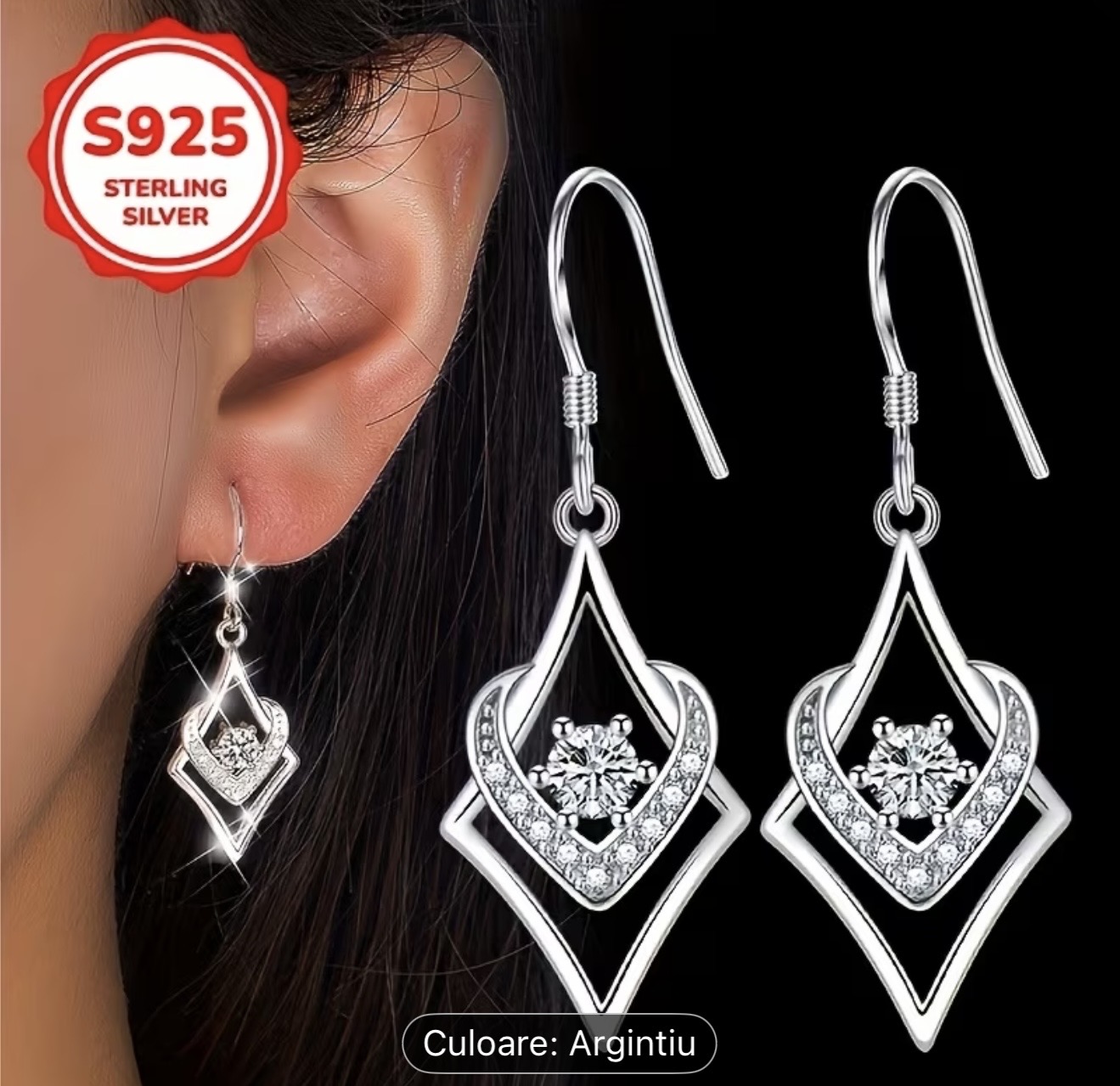 Cercei geometrici din argint 925