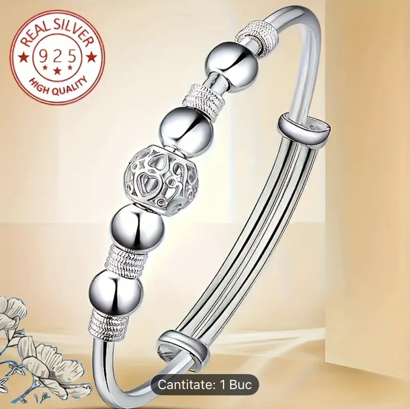 Bratara de argint cu bilute gravate