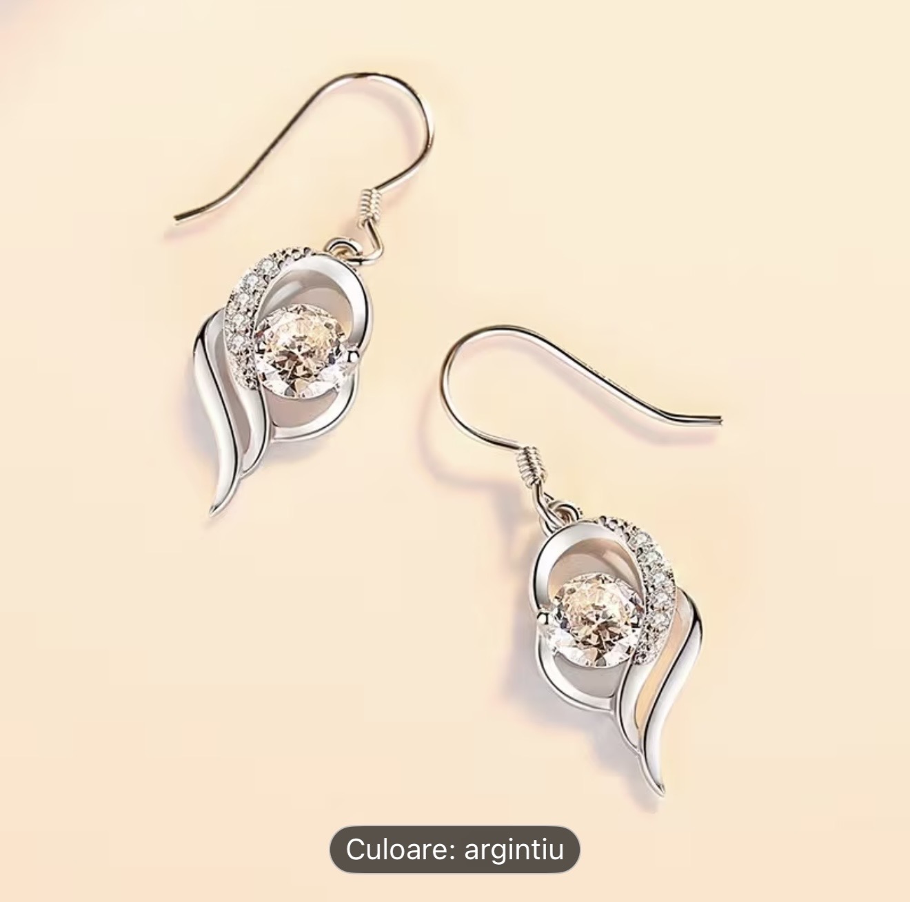 Cercei eleganti cu cristale argintii