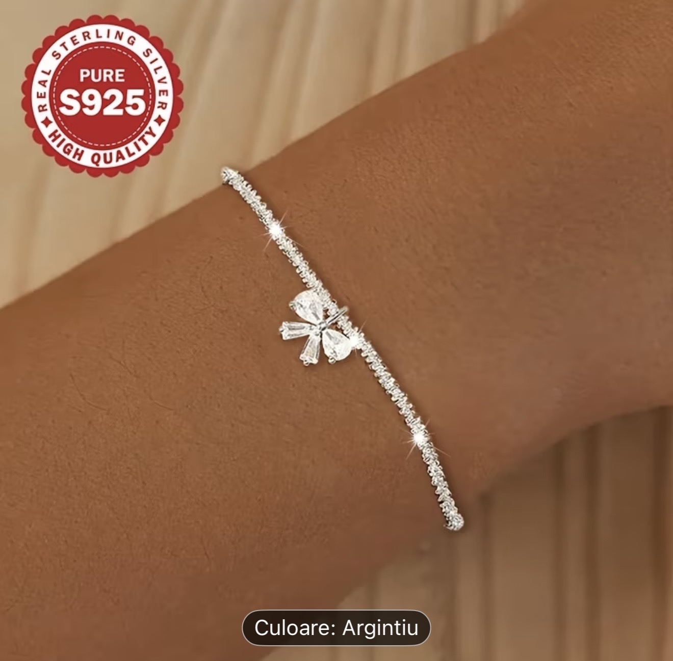 Brățară din argint sterlin cu trifoi cu patru foi